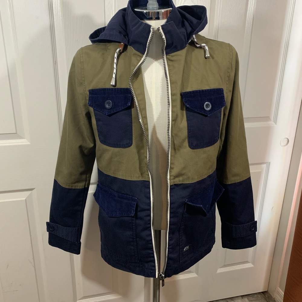 Navy blue olive green jacket men small hooded men